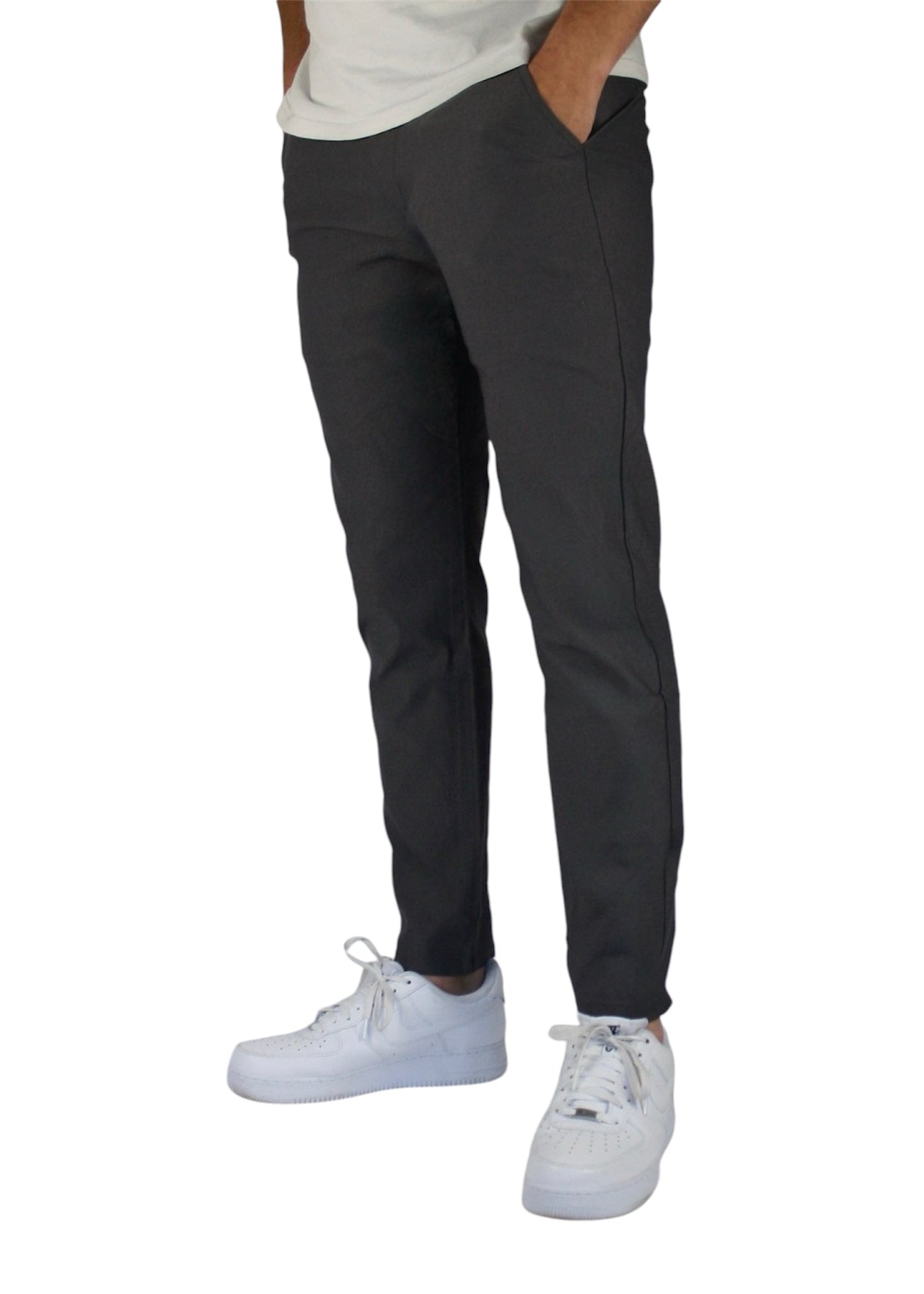 VALOROSSO SLIM FIT STRETCH PANTS - GREY