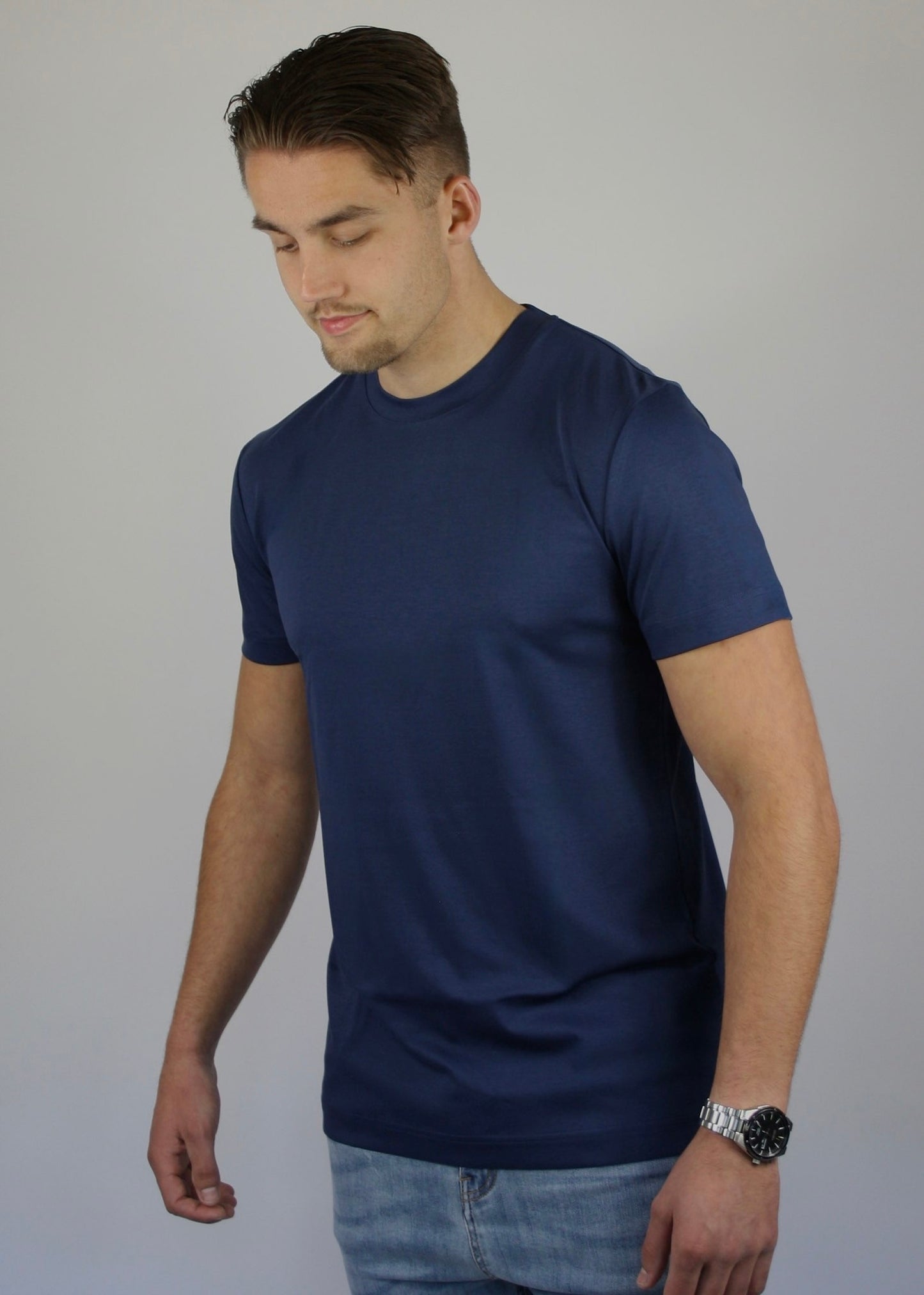 VALOROSSO MERCERIZED T-SHIRT - DARK BLUE