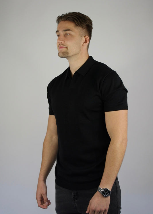 VALOROSSO SILK POLO - BLACK