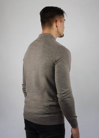 VALOROSSO MERINO LONGSLEEVE POLO - SAND