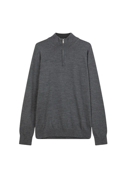 VALOROSSO HALF ZIP SWEATER - DARK GREY