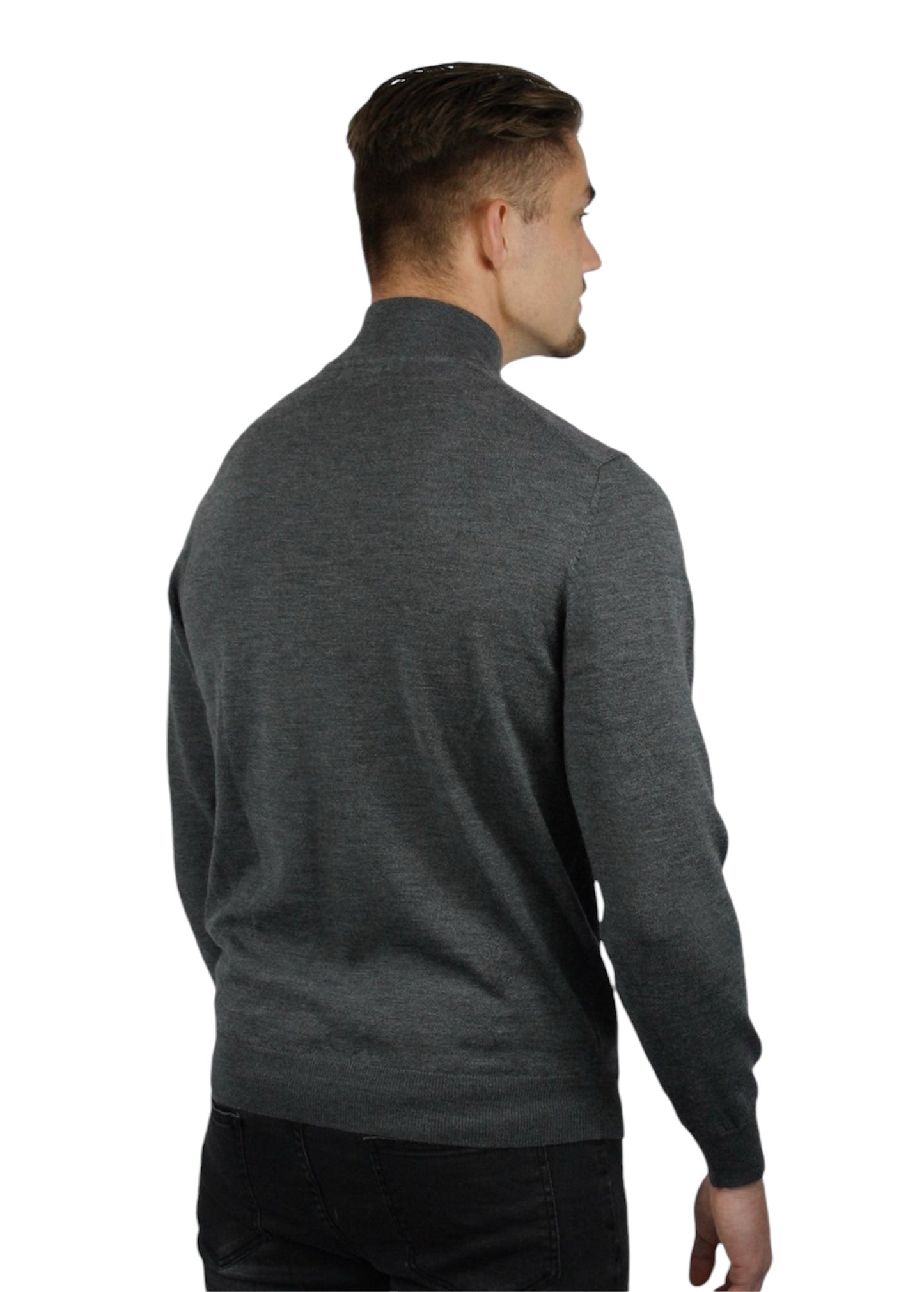 VALOROSSO HALF ZIP SWEATER - DARK GREY