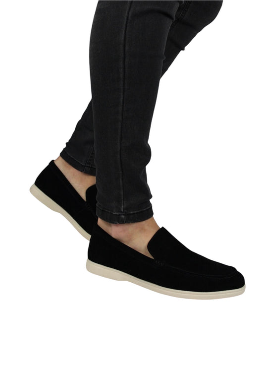 VALOROSSO SUEDE LOAFERS LOW - BLACK