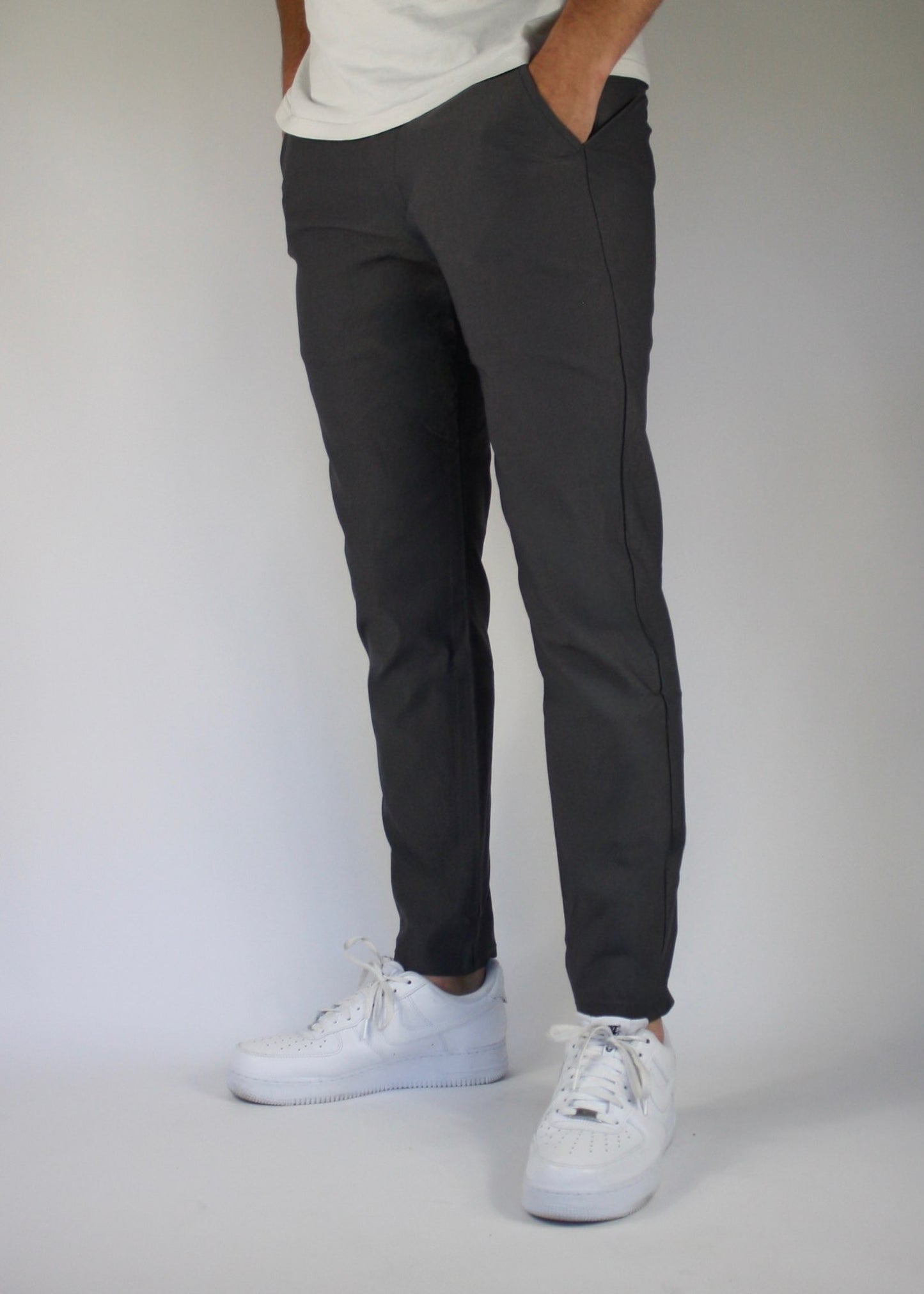 VALOROSSO SLIM FIT STRETCH PANTS - GREY