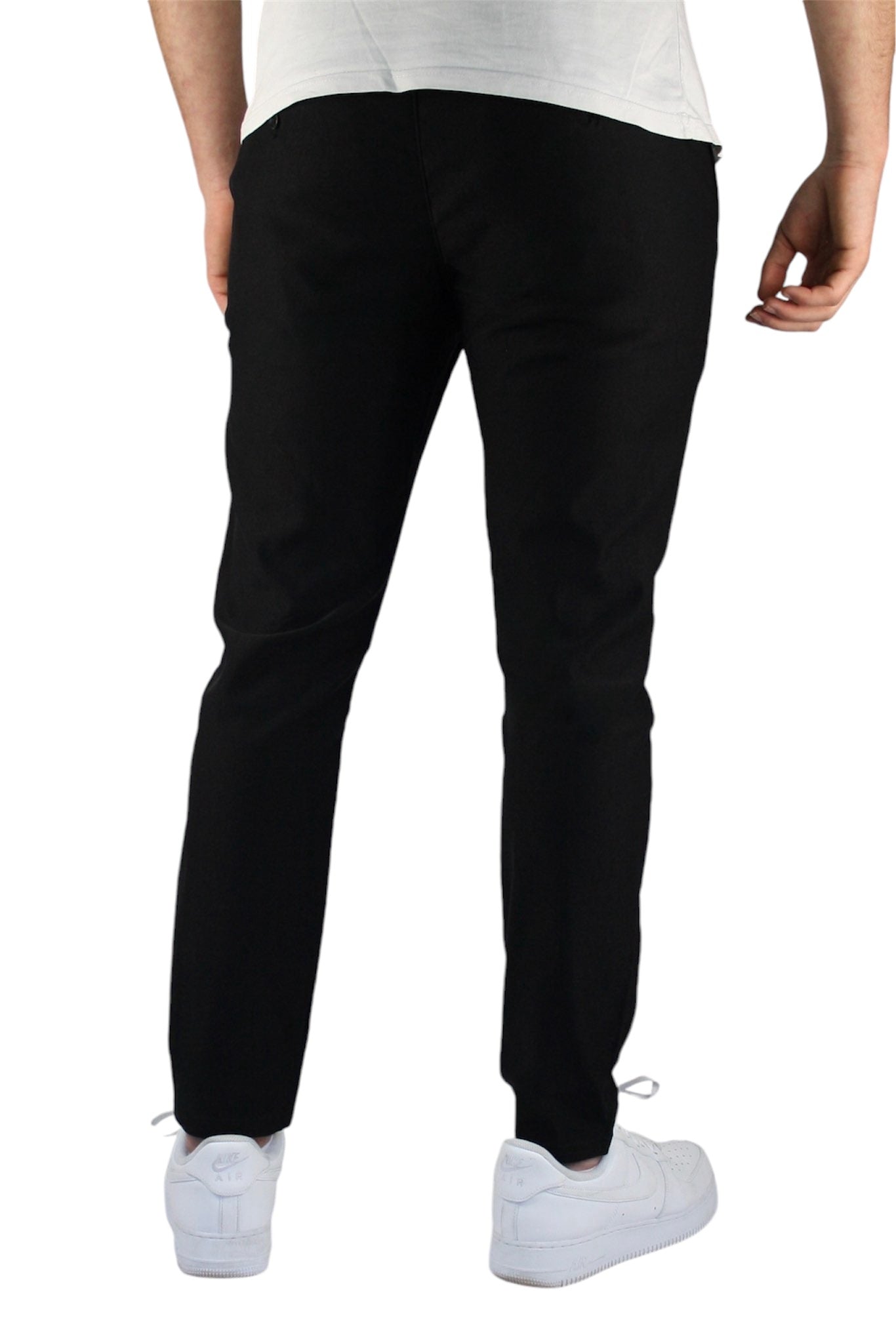 VALOROSSO SLIM FIT STRETCH PANTS - BLACK