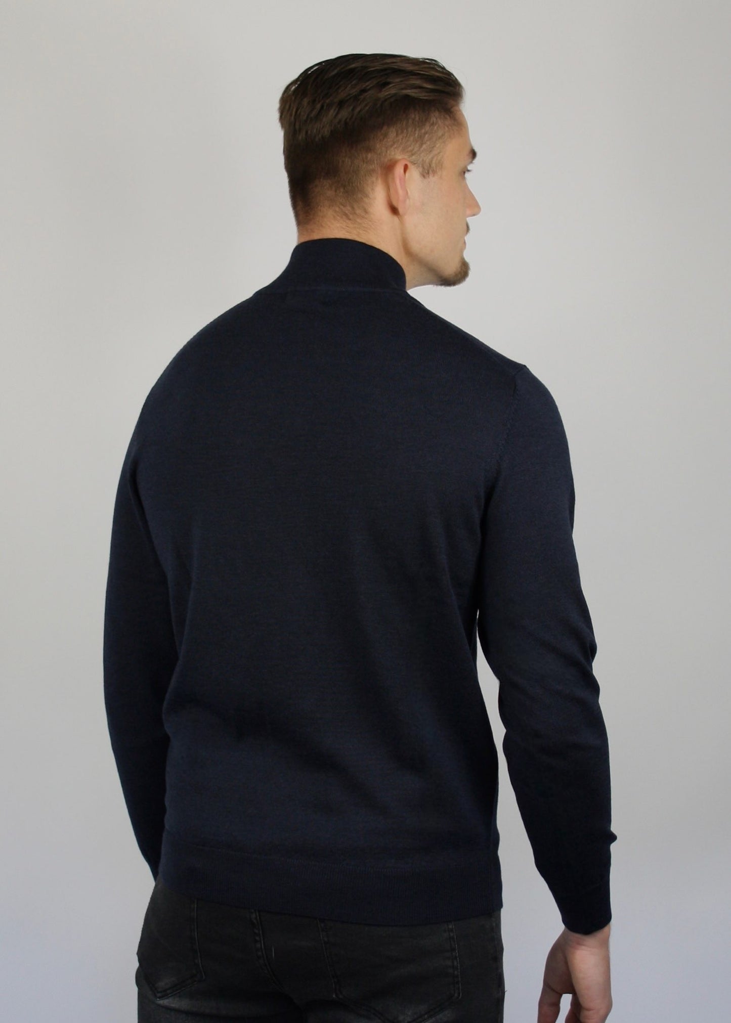 VALOROSSO HALF ZIP SWEATER - NAVY