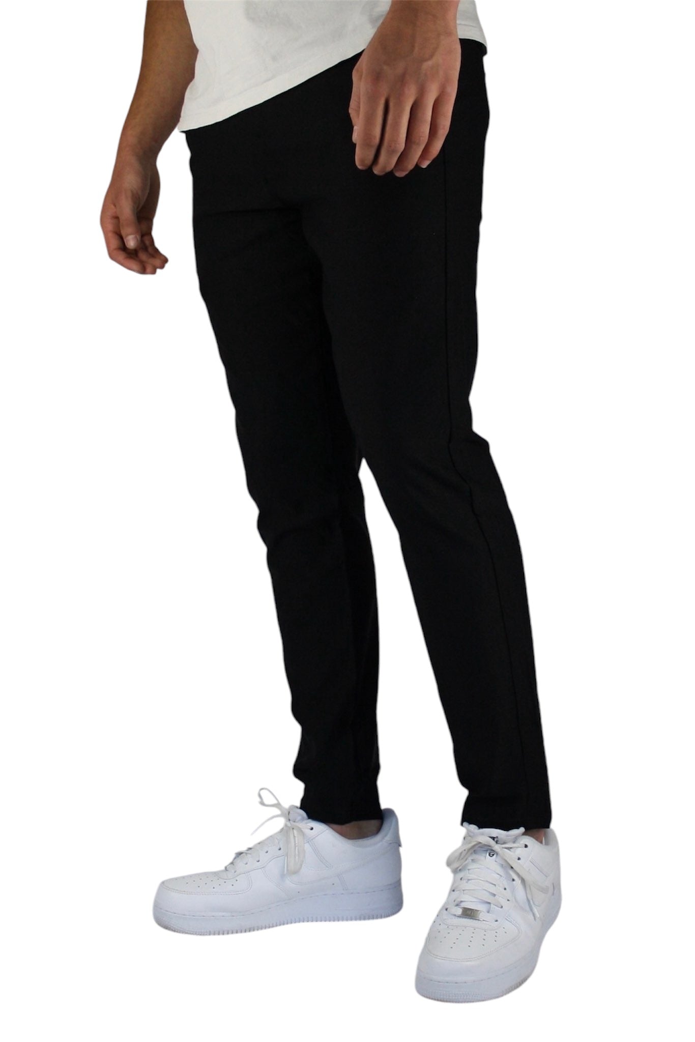 VALOROSSO SLIM FIT STRETCH PANTS - BLACK