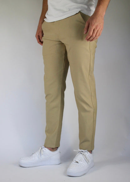 VALOROSSO SLIM FIT STRETCH PANTS - STONE