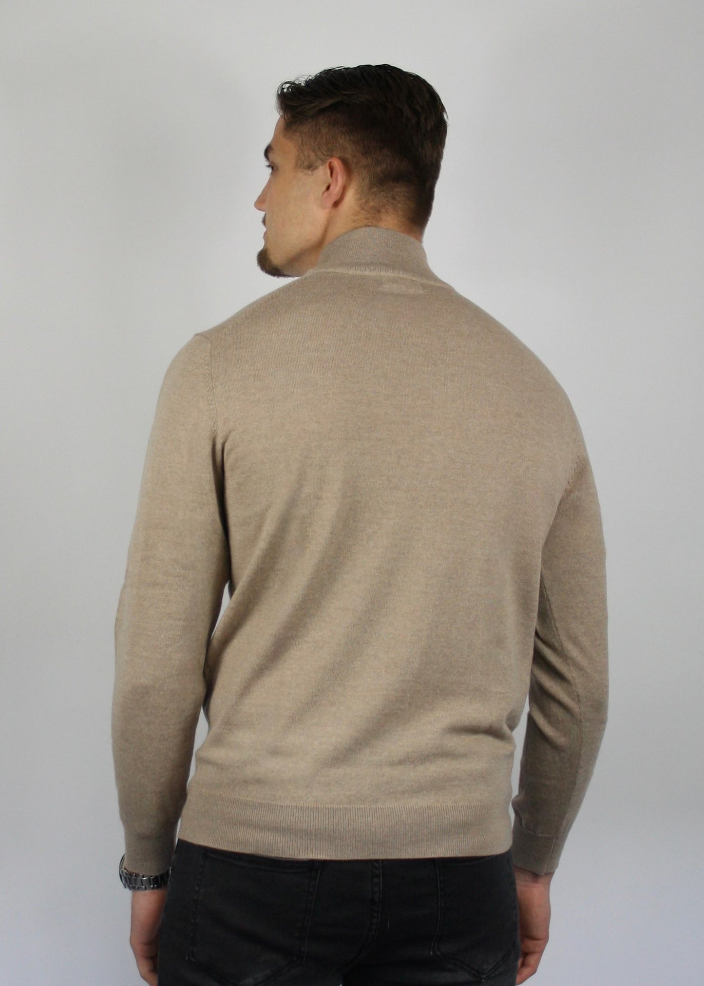 VALOROSSO HALF ZIP SWEATER - BEIGE