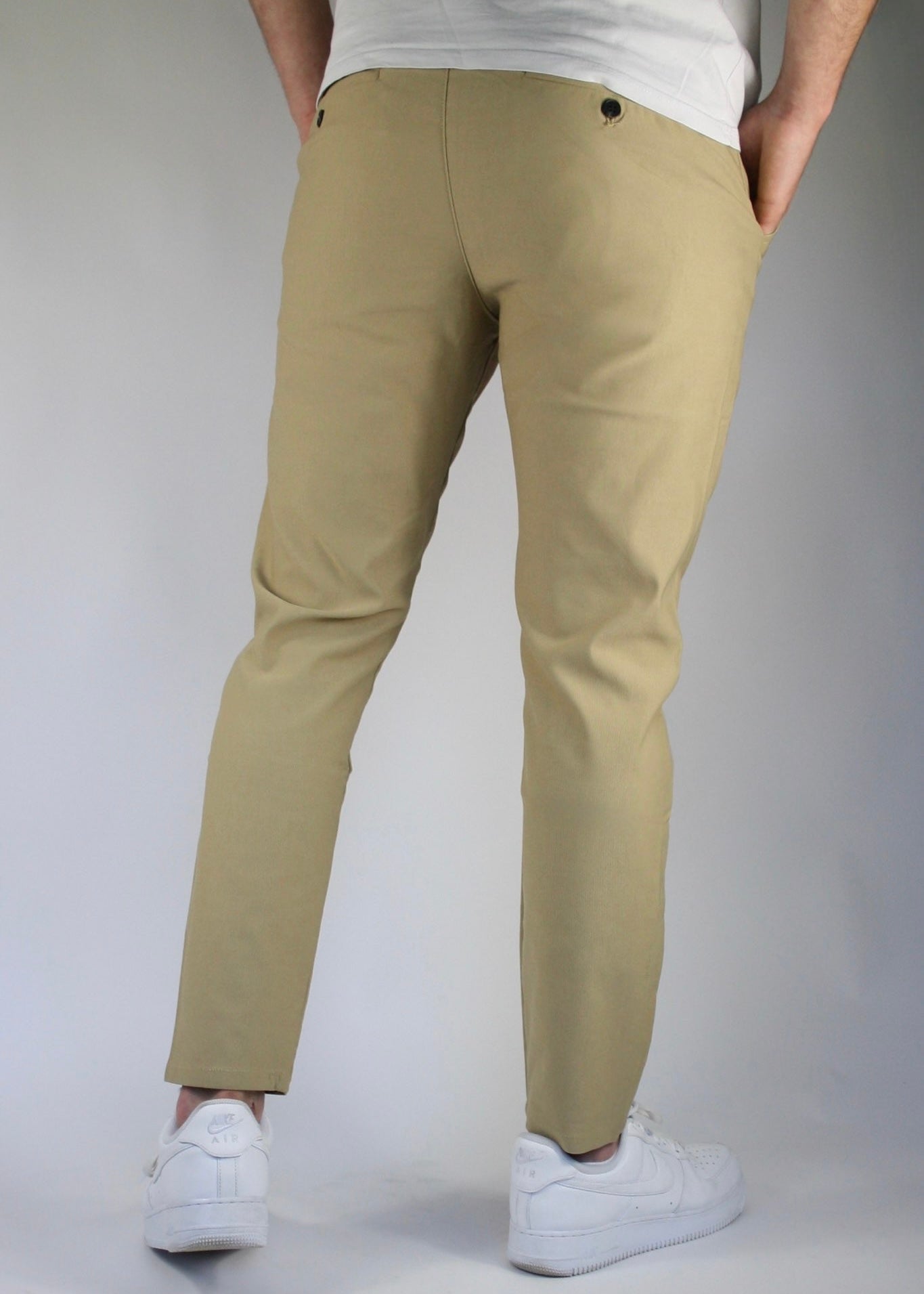 VALOROSSO SLIM FIT STRETCH PANTS - STONE