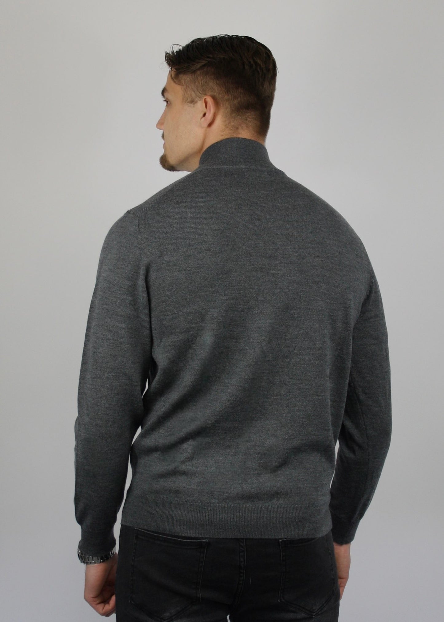 VALOROSSO HALF ZIP SWEATER - DARK GREY