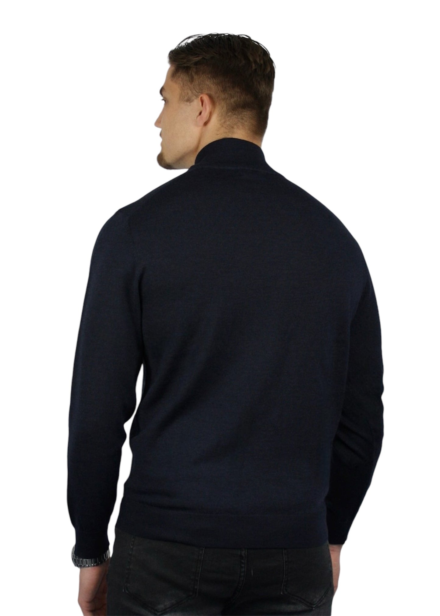 VALOROSSO HALF ZIP SWEATER - NAVY BLUE