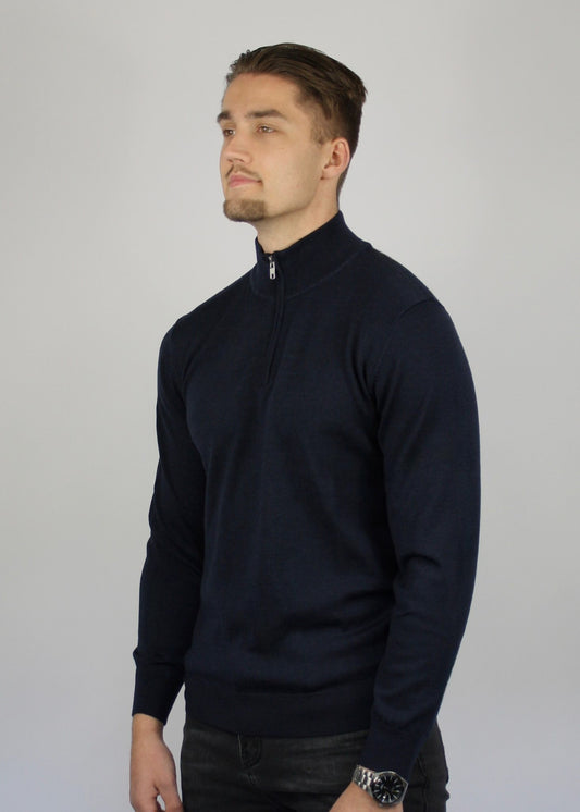 VALOROSSO HALF ZIP SWEATER - NAVY