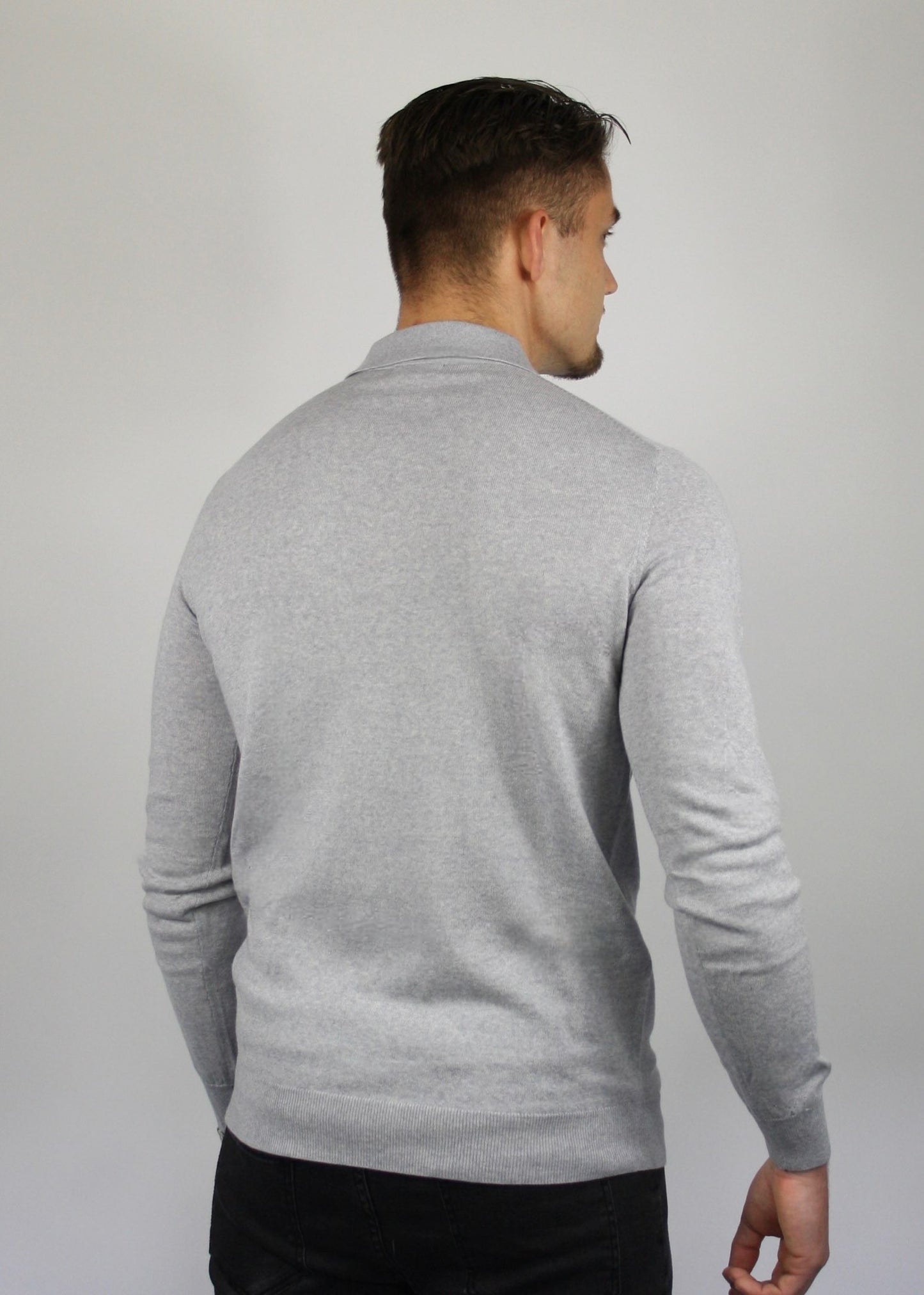 VALOROSSO MERINO LONGSLEEVE POLO - GREY