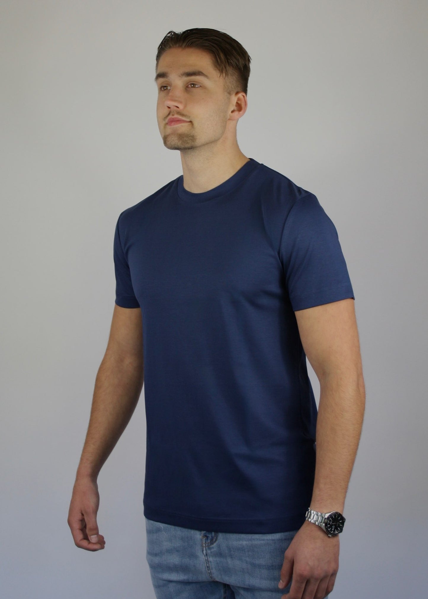 VALOROSSO MERCERIZED T-SHIRT - DARK BLUE