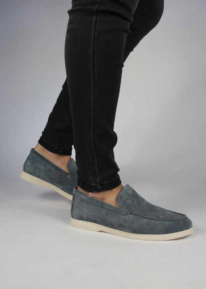 SUEDE LOAFERS LOW - GREY