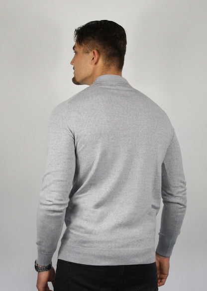 VALOROSSO MERINO LONGSLEEVE POLO - GREY