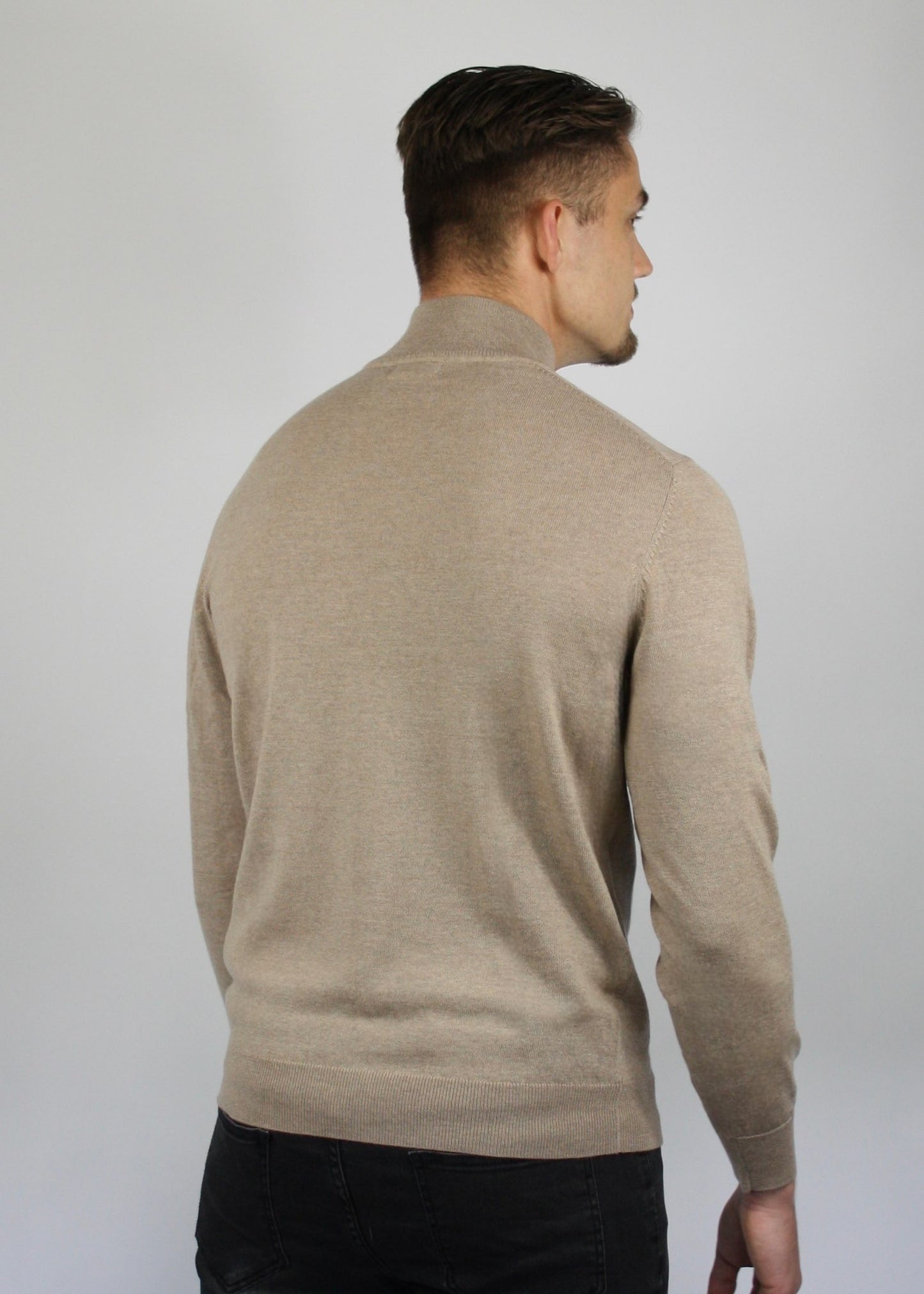 VALOROSSO HALF ZIP SWEATER - BEIGE