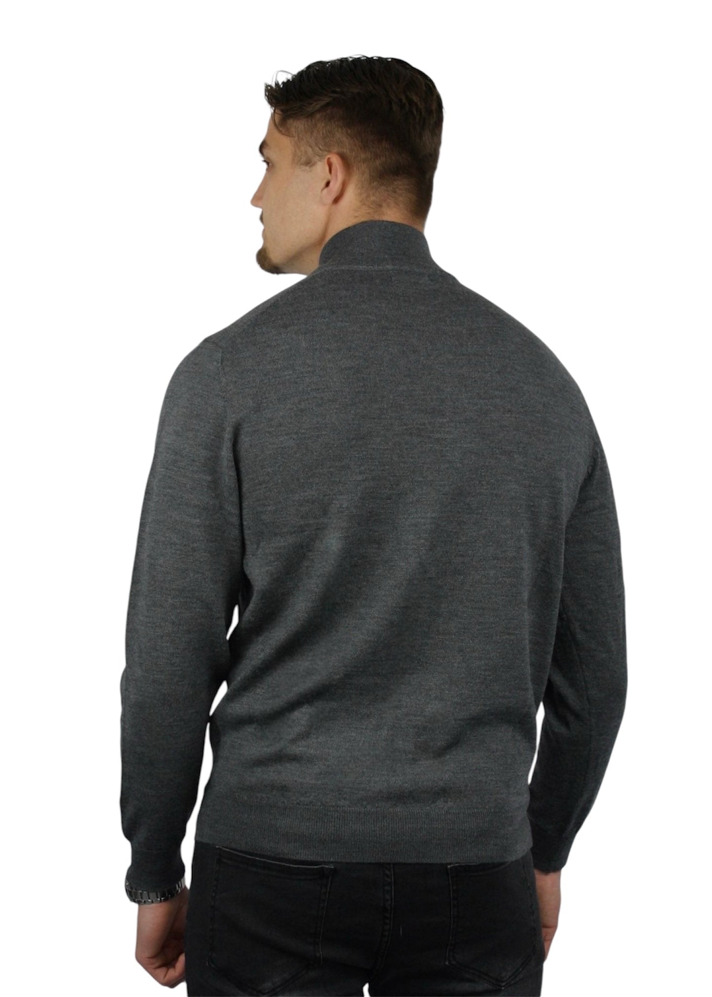 VALOROSSO HALF ZIP SWEATER - DARK GREY