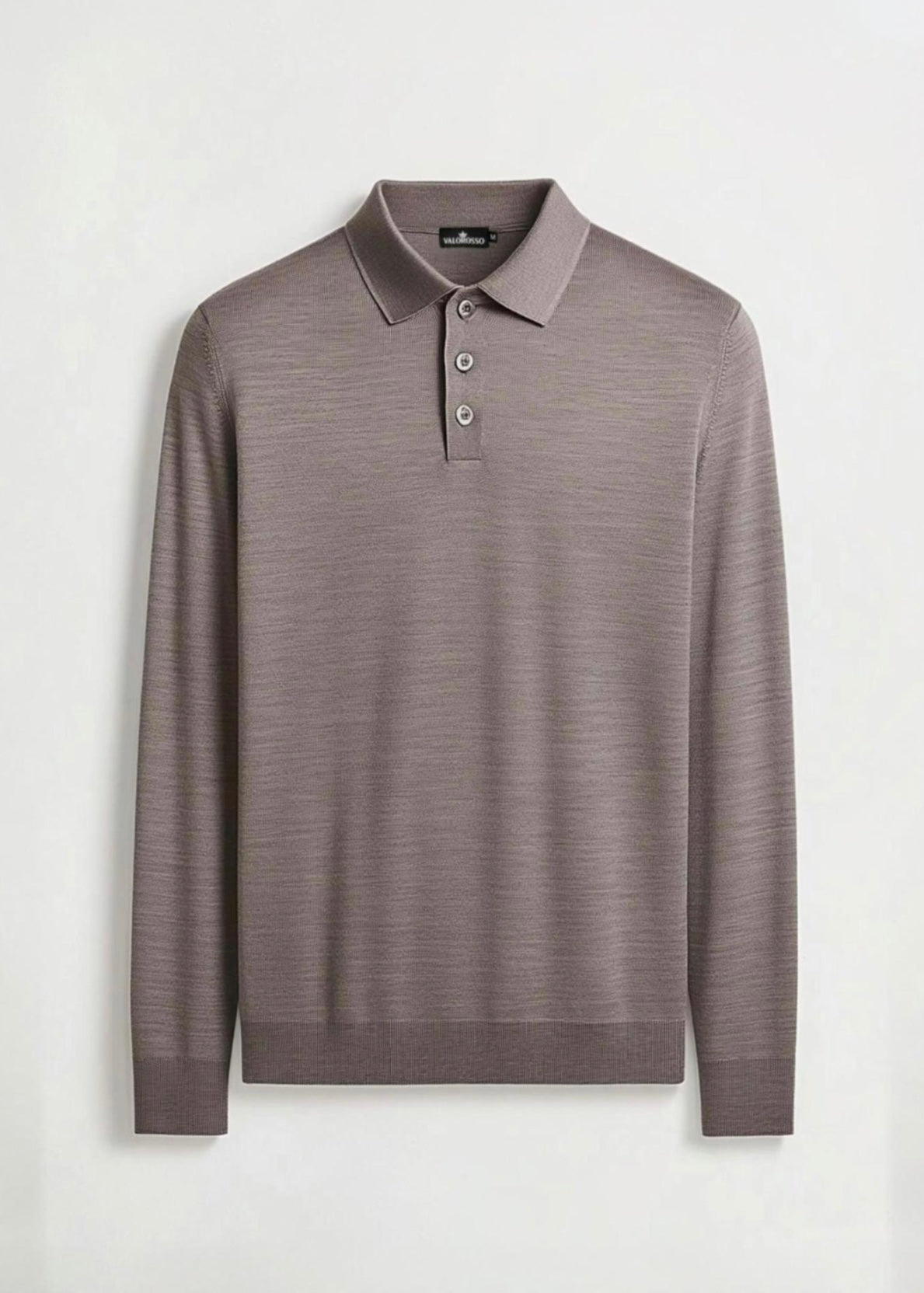 VALOROSSO MERINO LONGSLEEVE POLO - SAND