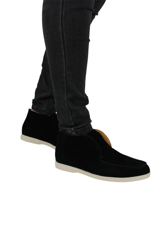 VALOROSSO SUEDE LOAFERS HIGH - BLACK