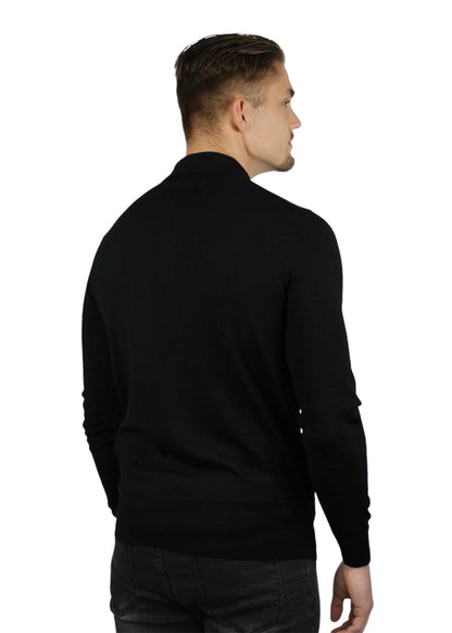 VALOROSSO MERINO LONGSLEEVE POLO - BLACK