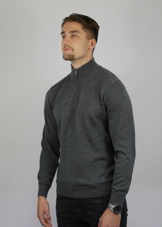 VALOROSSO HALF ZIP SWEATER - DARK GREY