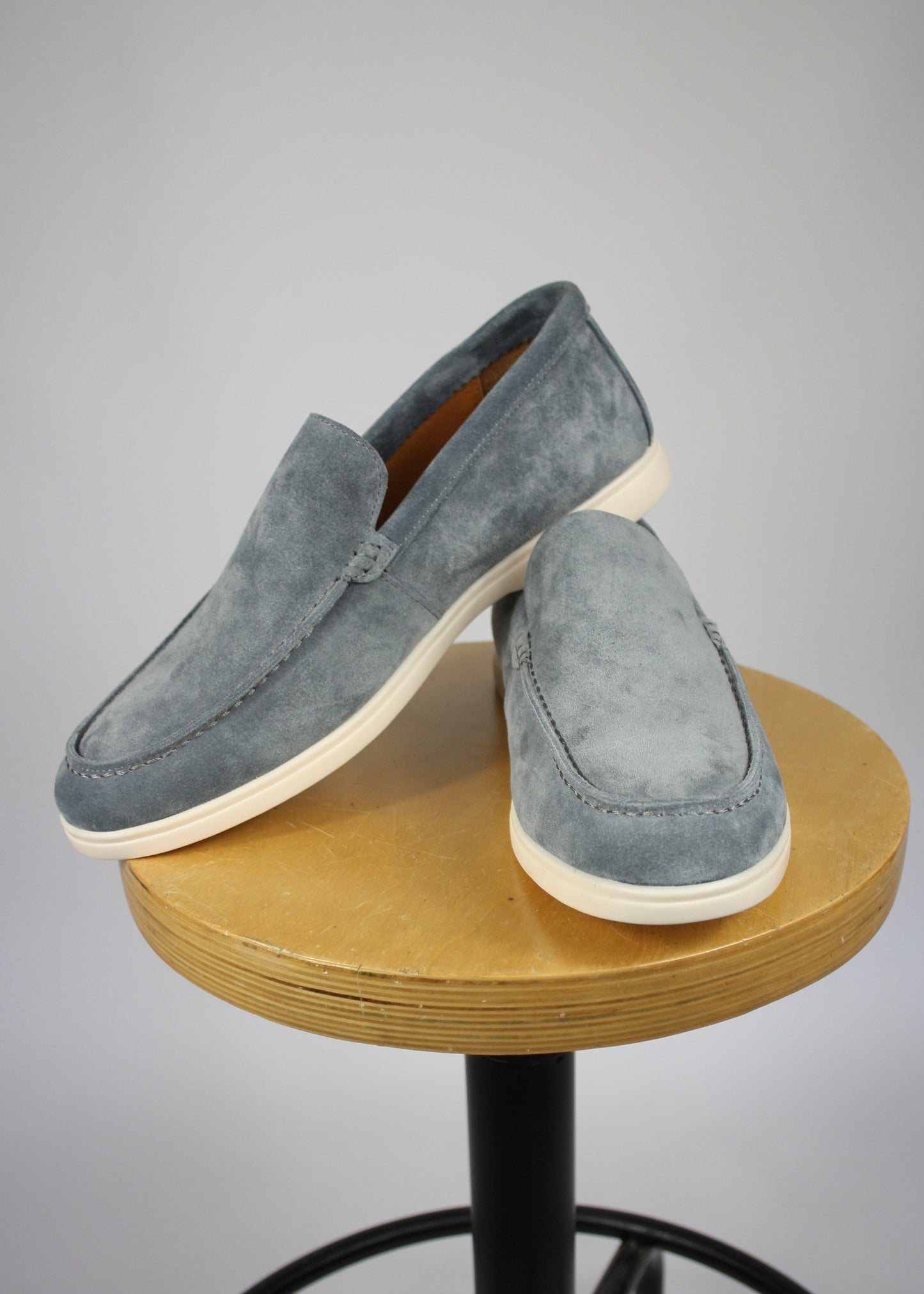 SUEDE LOAFERS LOW - GREY