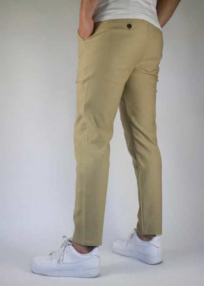 VALOROSSO SLIM FIT STRETCH PANTS - STONE