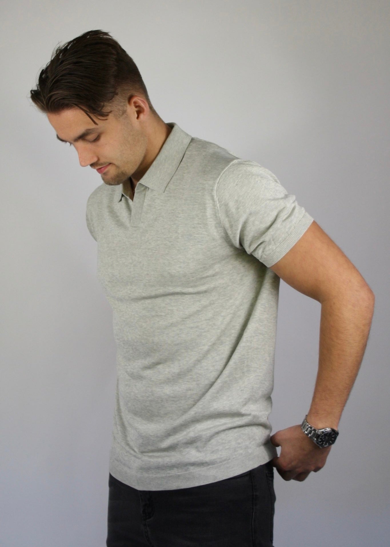 VALOROSSO SILK POLO - GREY