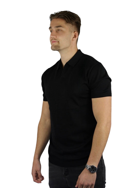 VALOROSSO SILK POLO - BLACK