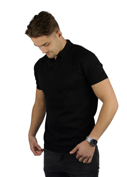 VALOROSSO SILK POLO - BLACK