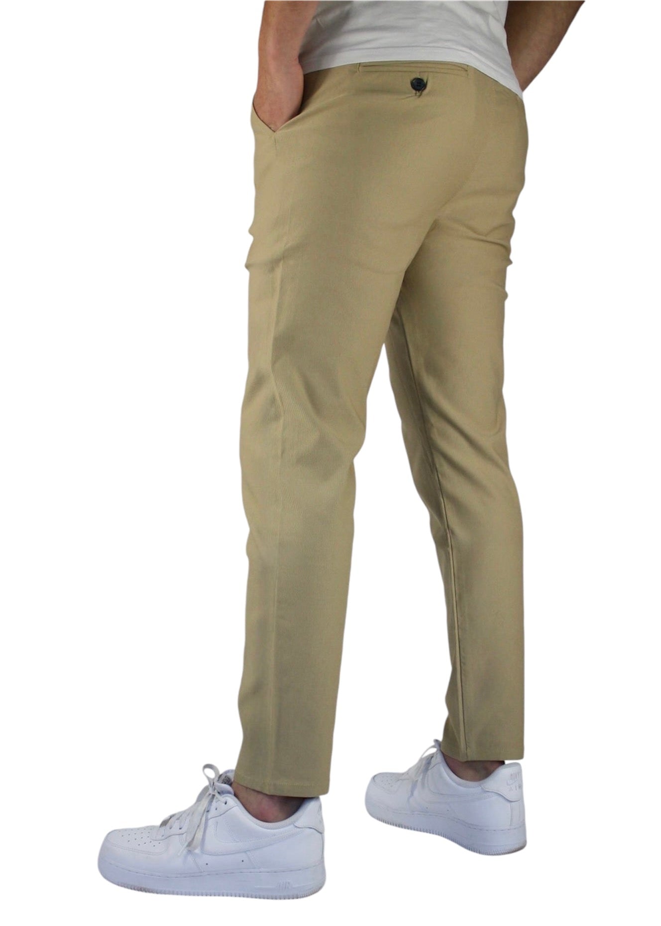 VALOROSSO SLIM FIT STRETCH PANTS - STONE