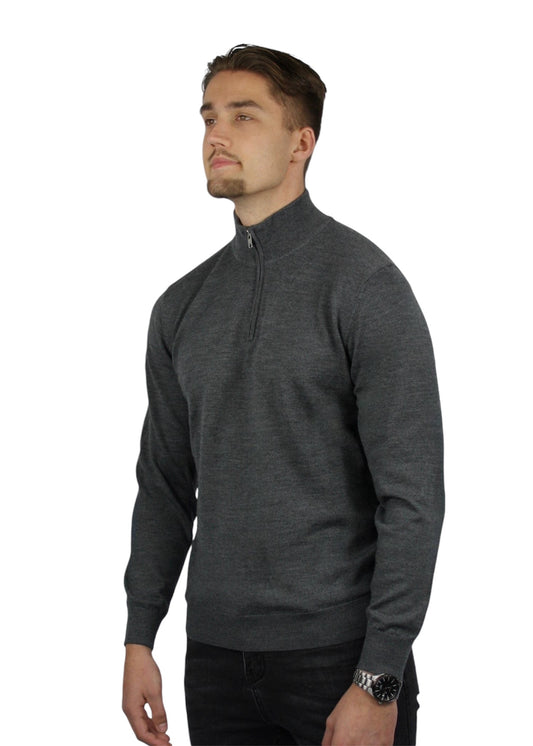 VALOROSSO HALF ZIP SWEATER - DARK GREY