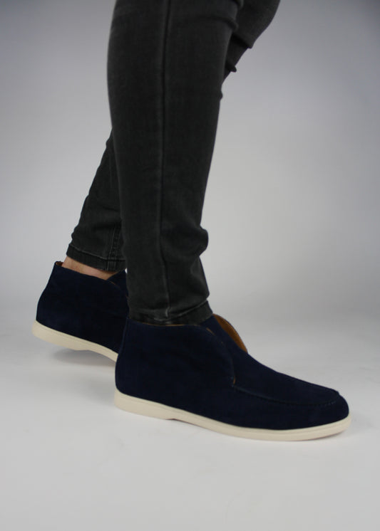 SUEDE LOAFERS HIGH - DARK BLUE