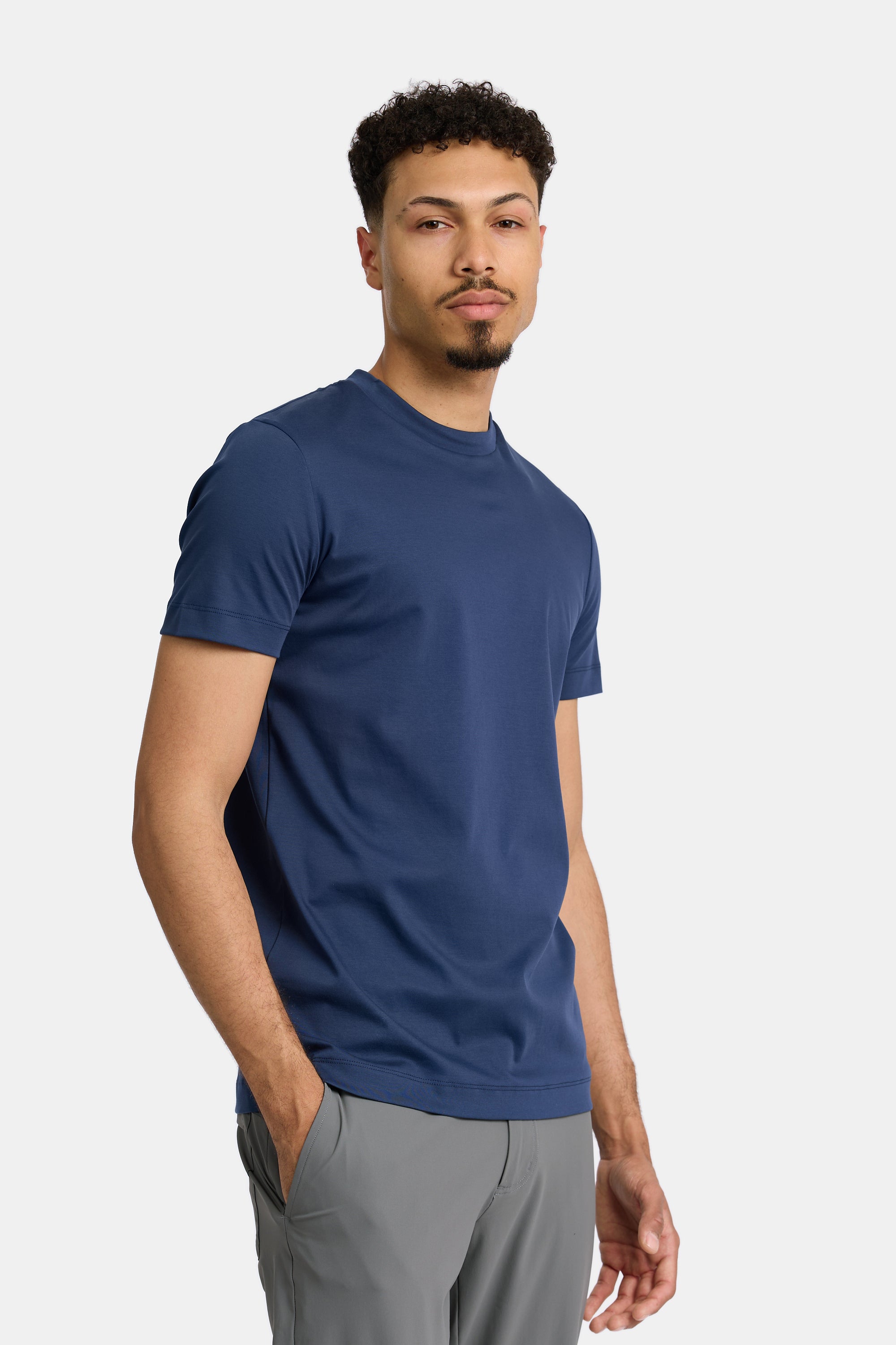 VALOROSSO MERCERIZED T-SHIRT - DARK BLUE
